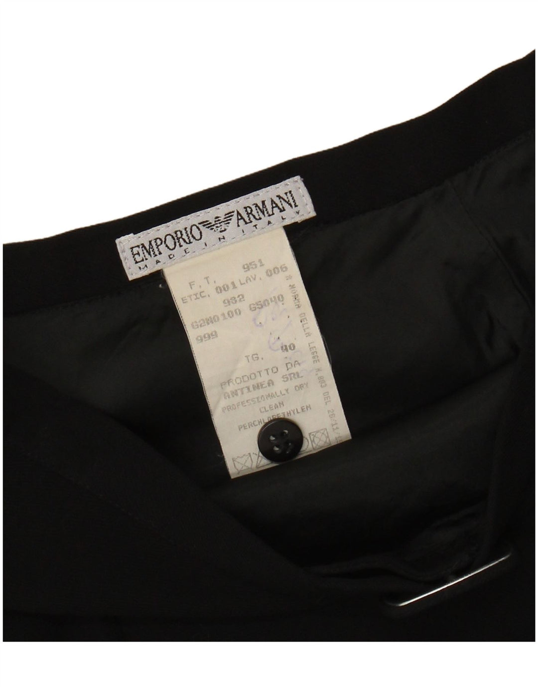 EMPORIO ARMANI Jupe trapèze taille haute pour femme IT 40 Small W24 Laine noire