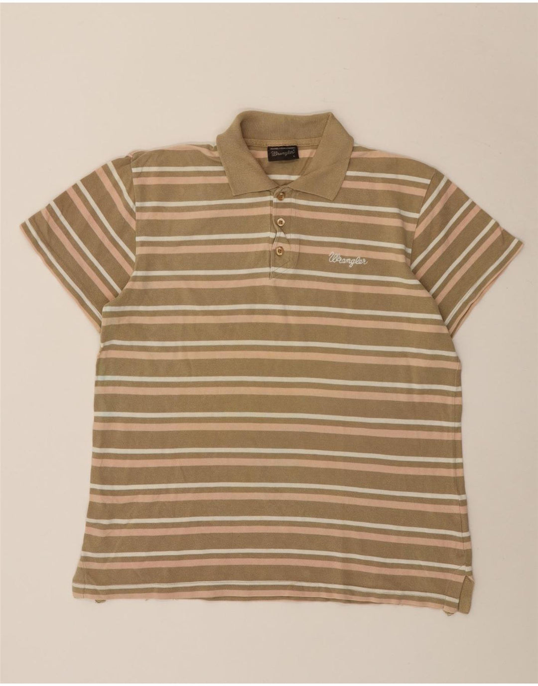 Wrangler Polo Homme Large Kaki Rayé Coton
