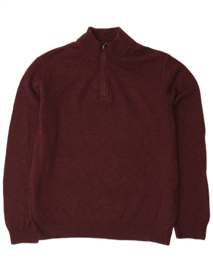 Marks & Spencer Pull à col zippé pour homme Grande laine bordeaux