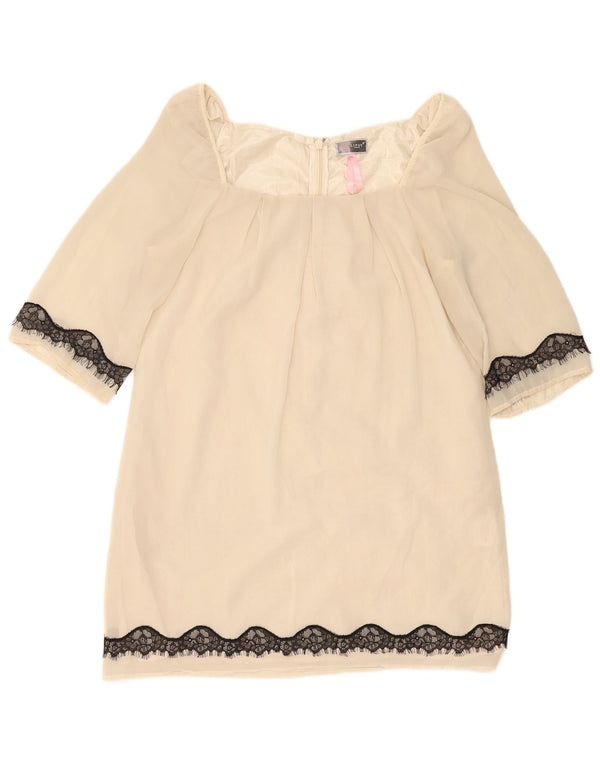 Lipsy Robe droite à manches 3/4 pour femme UK 44 Medium Off White Polyester