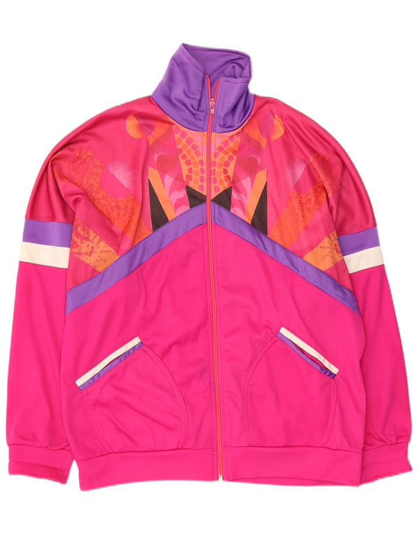 vintage Mens Survêtement Top Jacket UK 38 Medium Pink Colourblock Polyester