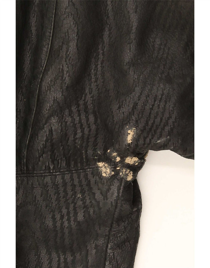 veste en cuir femme vintage UK 18 XL Noir