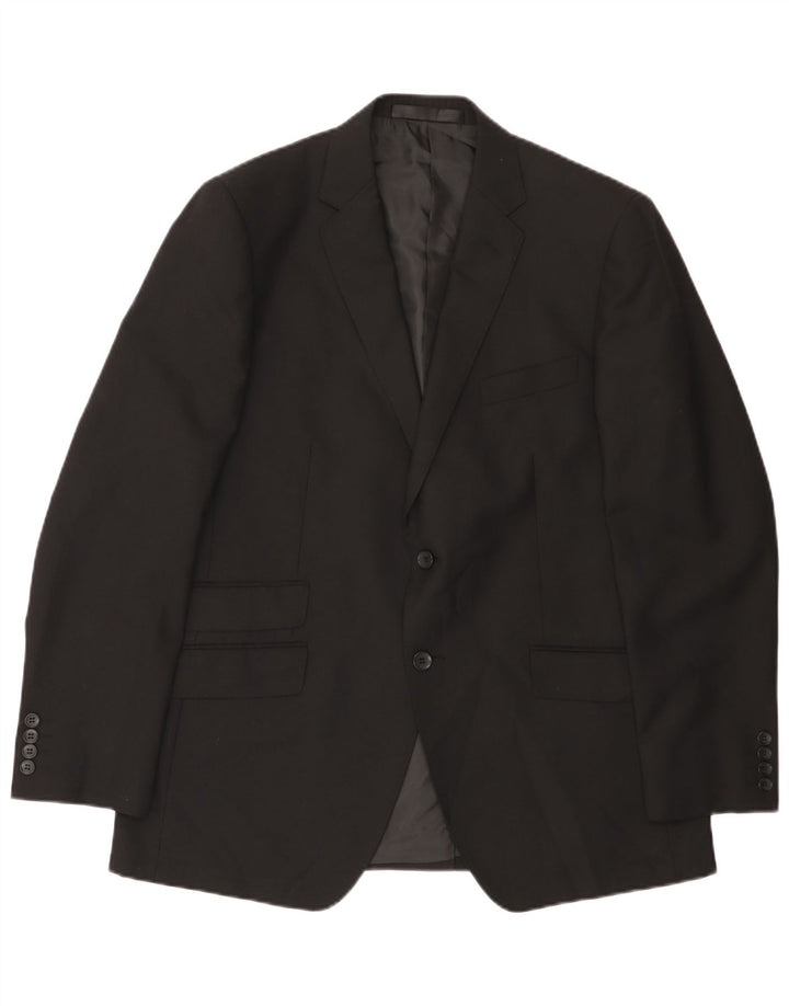 MARKS & SPENCER Veste blazer à 2 boutons pour homme UK 42 Large Noir Polyester