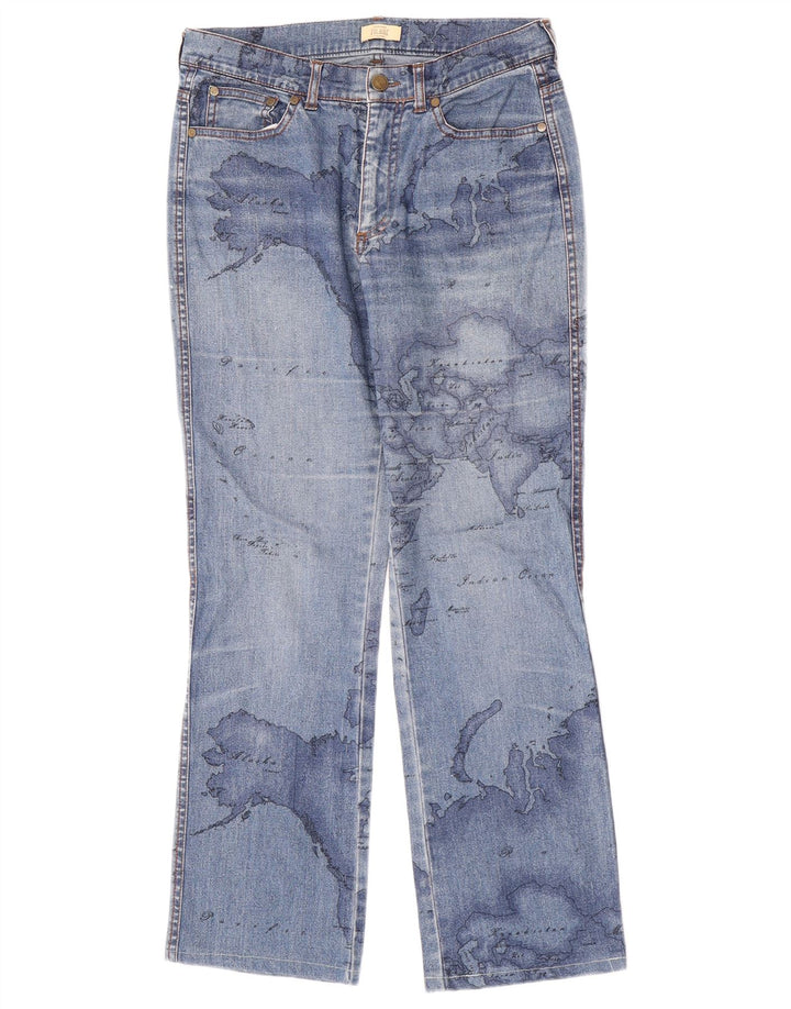 ALVIERO MARTINI Jean Bootcut Graphique Femme W27 L27 Bleu Coton