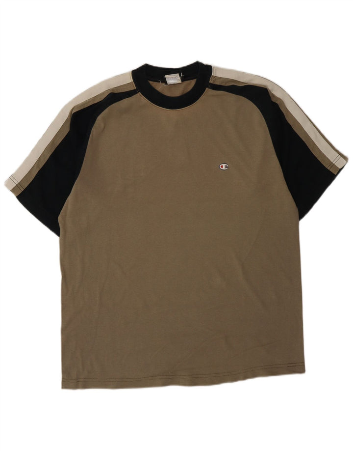 CHAMPION T-Shirt Homme Marron Moyen Colourblock Coton