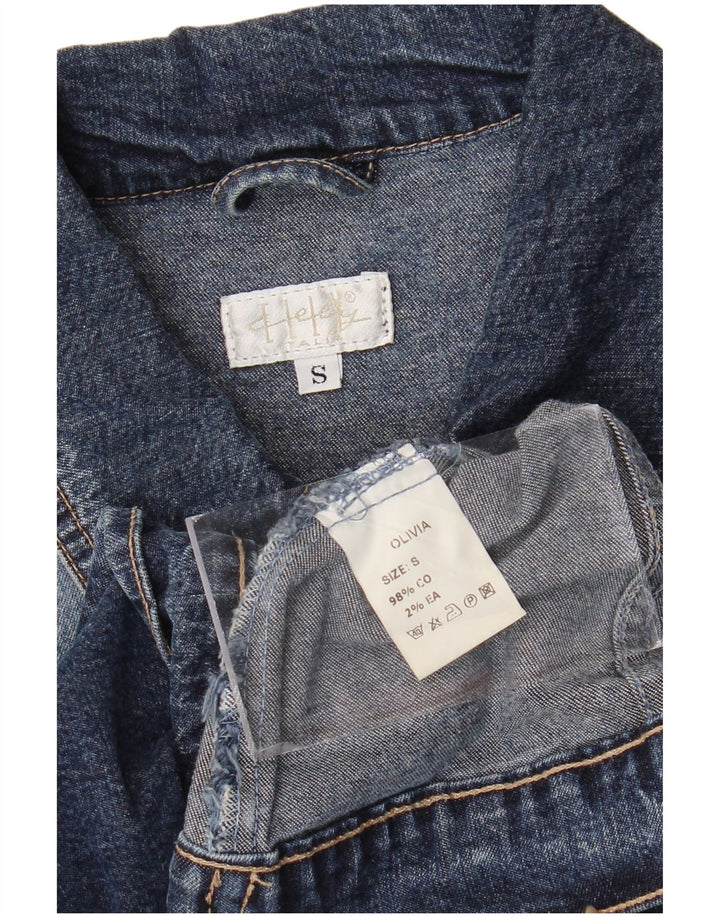 Veste en denim femme vintage UK 10 Petit coton bleu