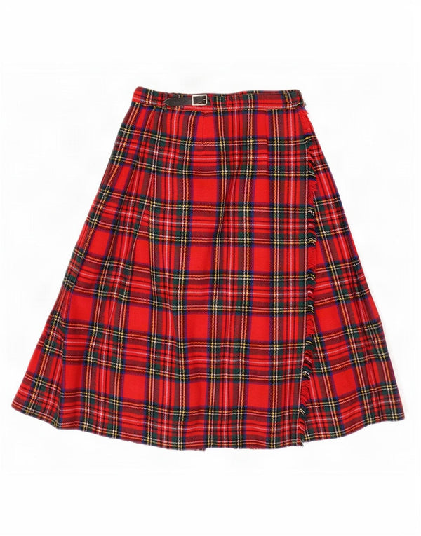Vintage femmes taille haute jupe portefeuille W26 petit rouge Plaid nouvelle laine