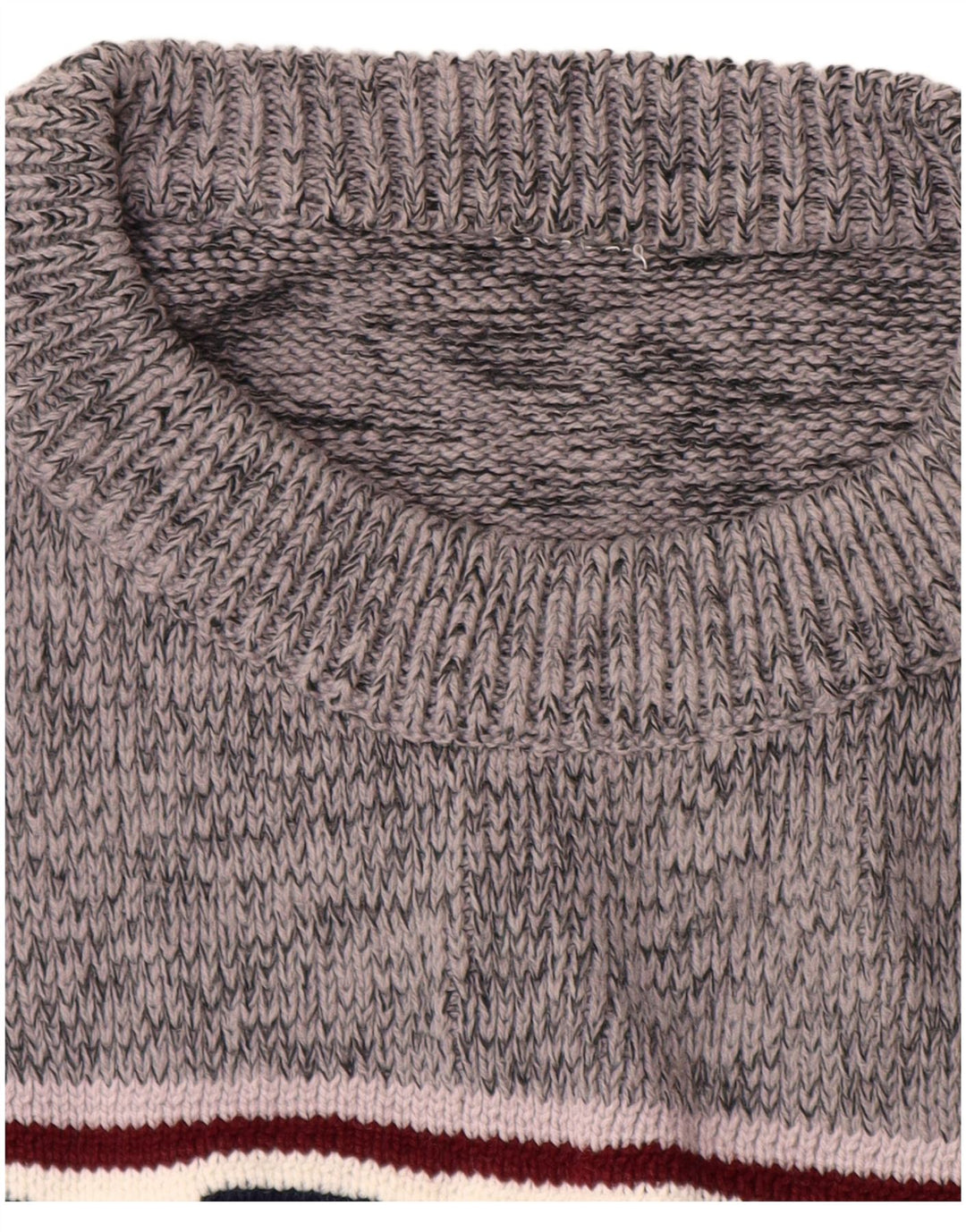 VINTAGE Pull col rond homme grand gris géométrique