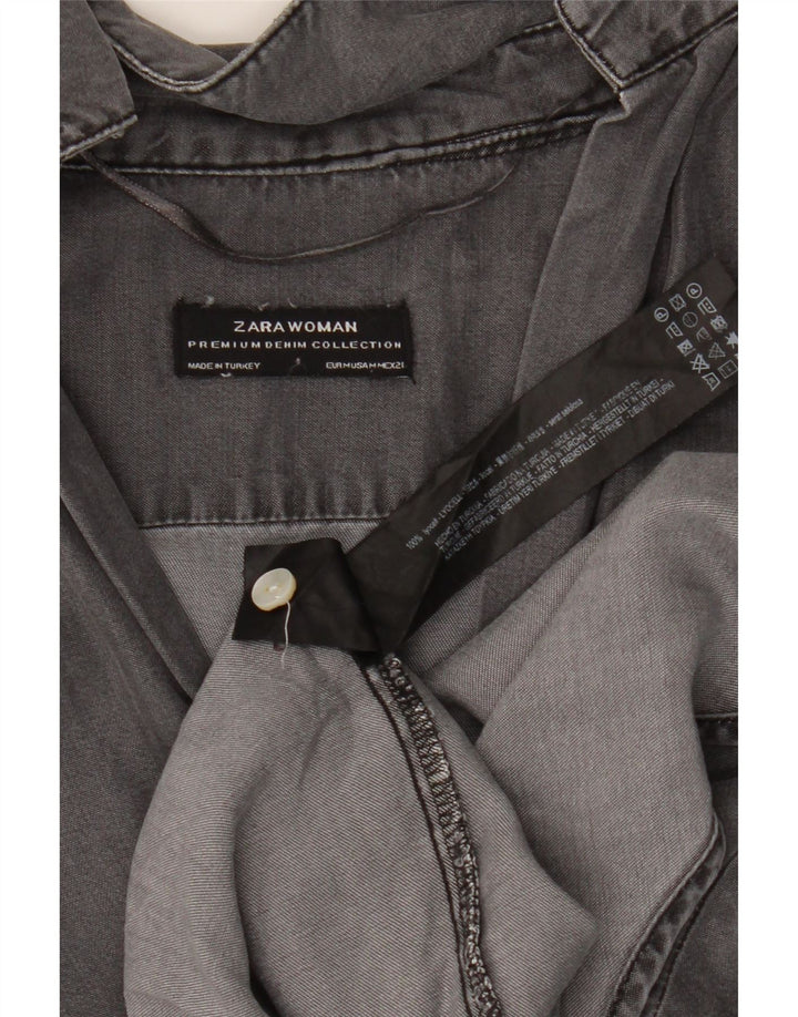 Zara Chemise pull surdimensionnée à manches 3/4 pour femme UK 14 Gris moyen Lyocell