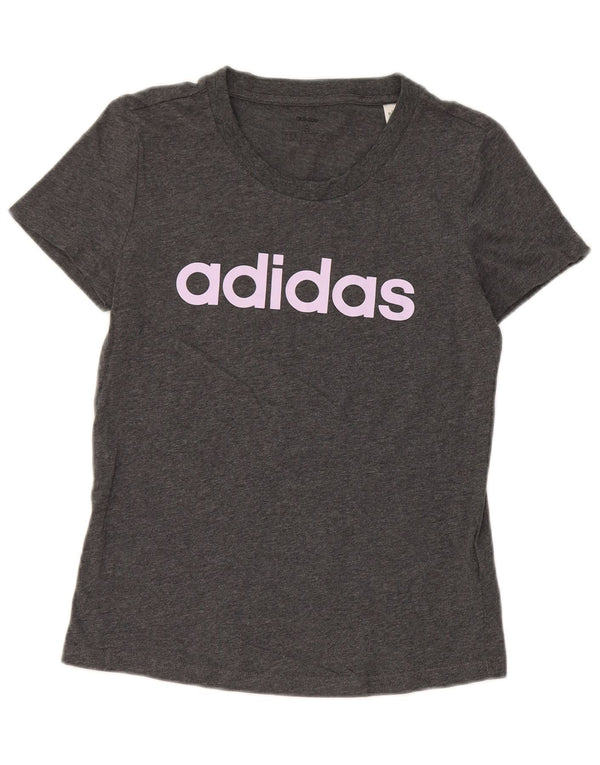 Adidas T-shirt graphique pour femme UK 8/10 Petit gris coton