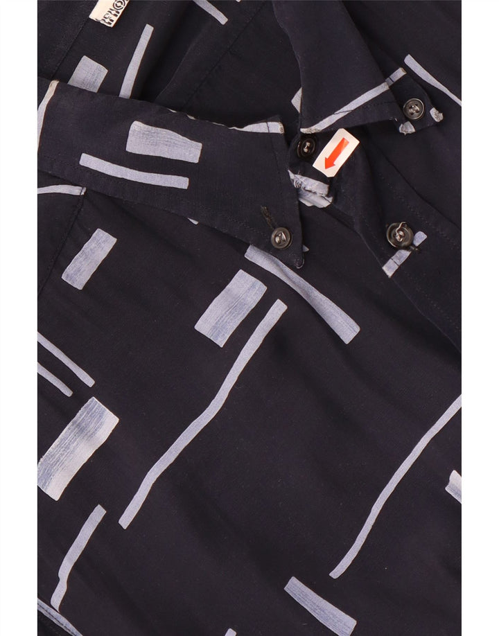 vintage Chemise à manches courtes pour hommes Grand Noir Géométrique