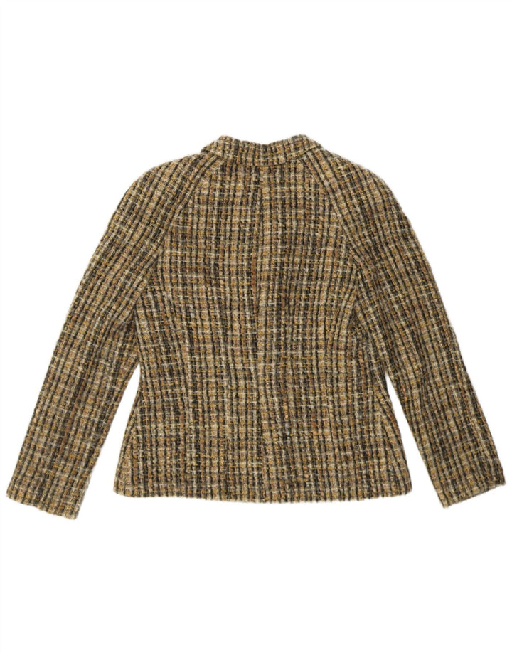 Luisa Spagnoli Veste Blazer 3 Boutons Femme IT 46 Grand Kaki Laine à Carreaux