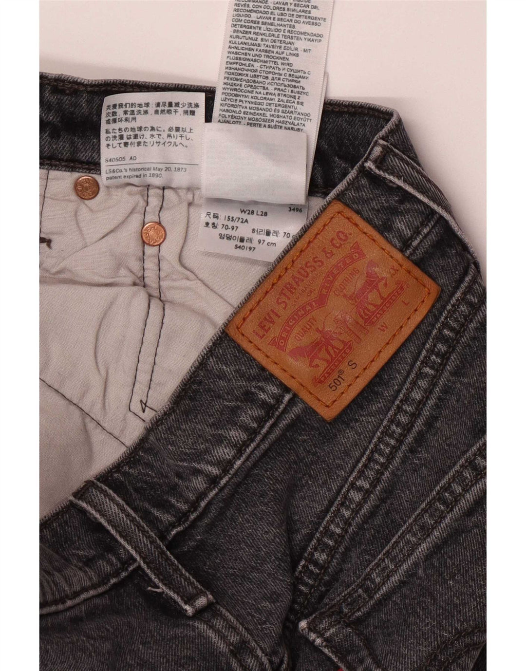 Levi's Jean Slim 501 Femme W28 L28 Gris Coton