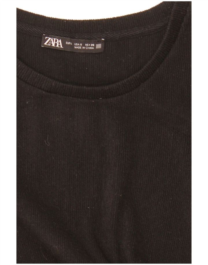 Zara Chemisier court surdimensionné à manches longues pour femme UK 10 Petit Noir