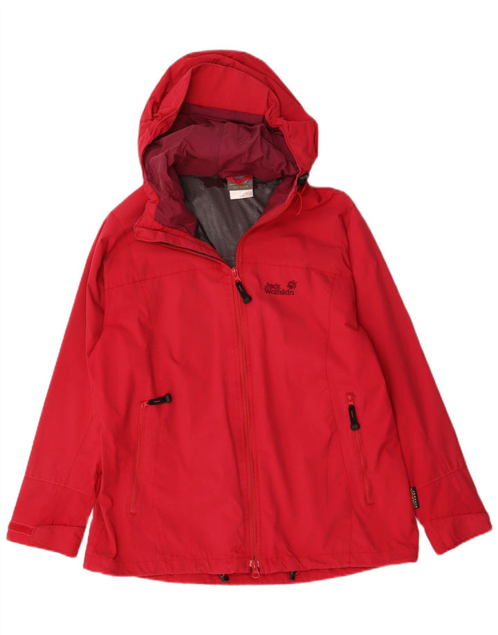 Jack Wolfskin Veste de pluie à capuche pour femme UK 16 Large Rouge Polyamide