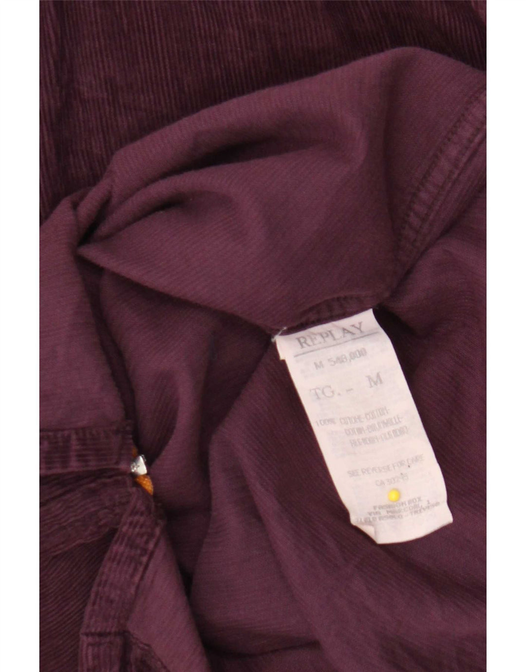 Replay Chemise Velours Côtelé Homme Violet Moyen Coton