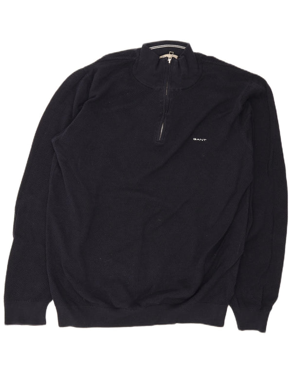 Gant Pull col zippé homme 2XL bleu marine coton