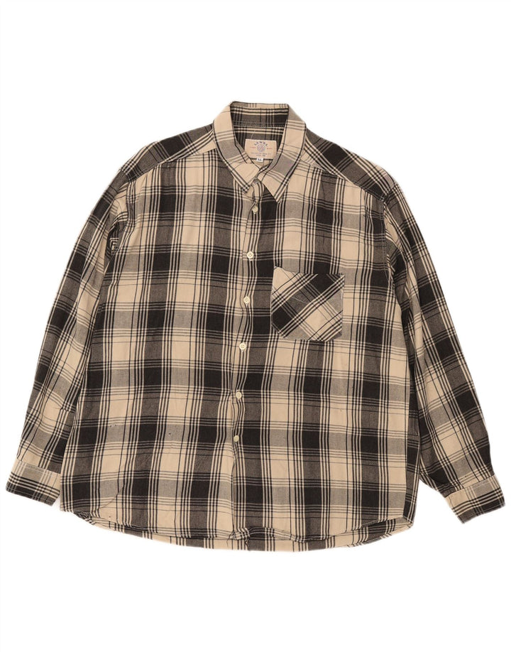Chemise à carreaux vintage pour hommes XL Beige Check