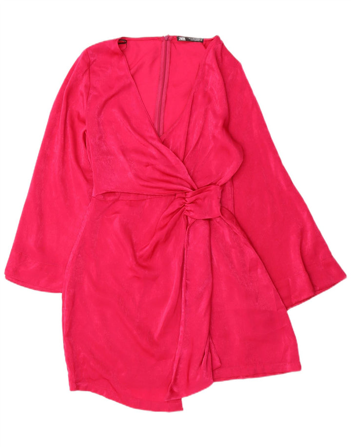 Zara Robe fourreau à manches longues pour femme UK 10 Petit Rose Polyester