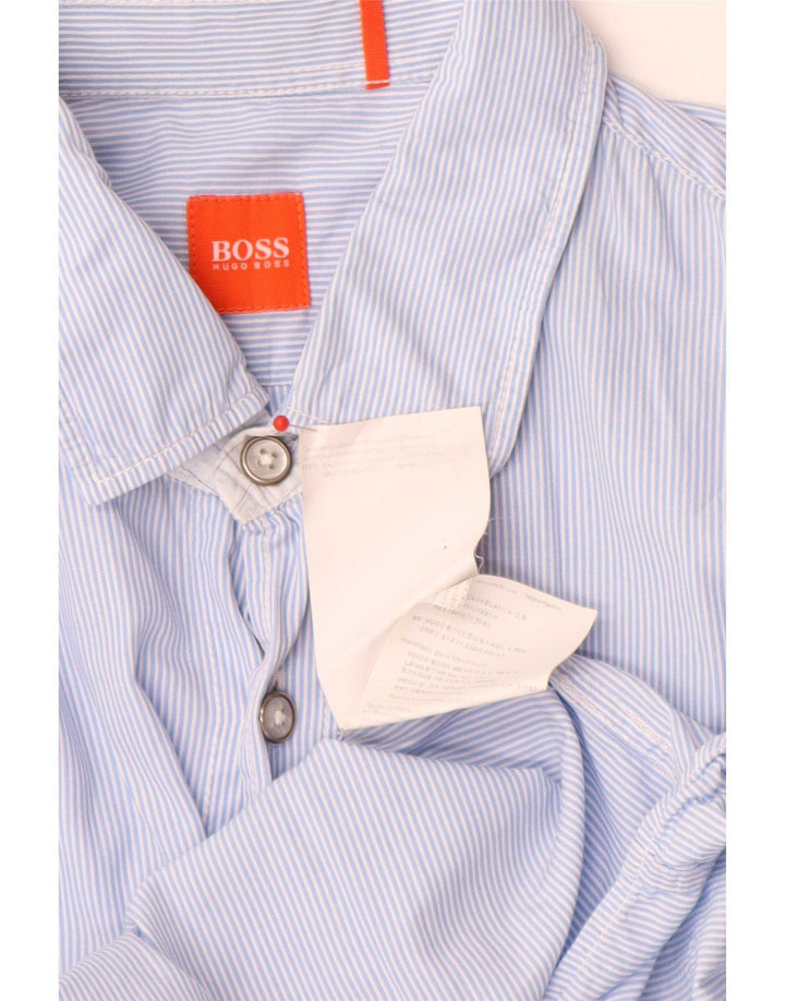 Hugo Boss Chemise homme en coton à fines rayures bleues