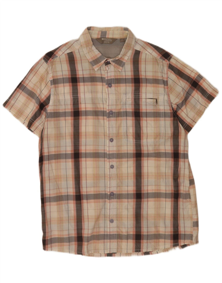 Mountain Warehouse Chemise à manches courtes pour homme en polyester à carreaux beiges