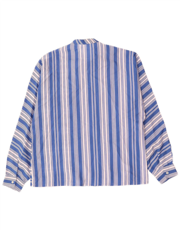 VINTAGE Chemisier Femme UK 18 XL Bleu Rayé