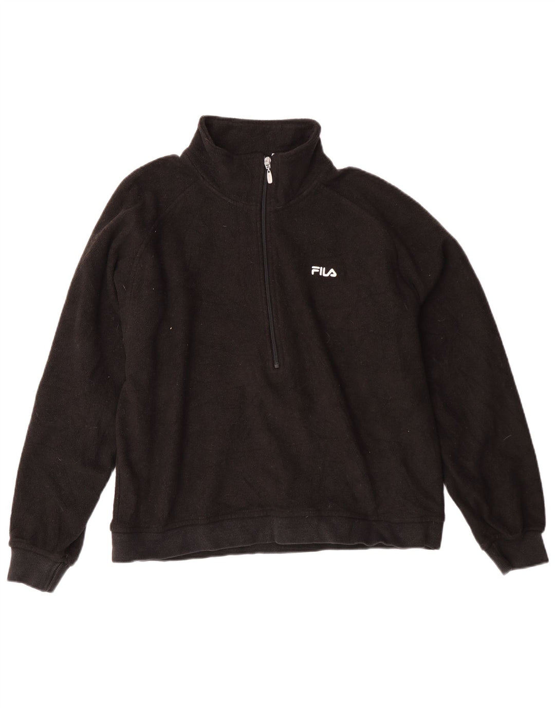 FILA Pull polaire à col zippé pour homme Large Noir Polyester
