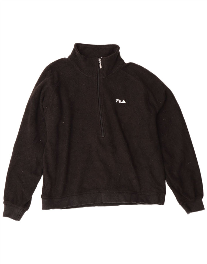 FILA Pull polaire à col zippé pour homme Large Noir Polyester