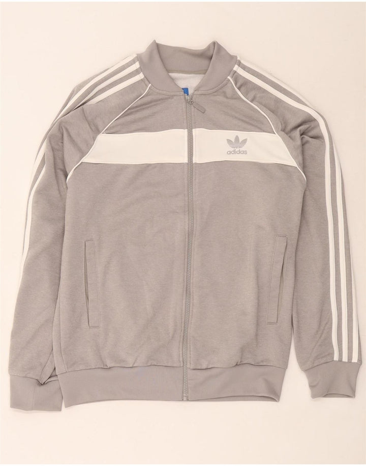 Adidas Veste de survêtement pour homme Large Gris Colorblock Polyester
