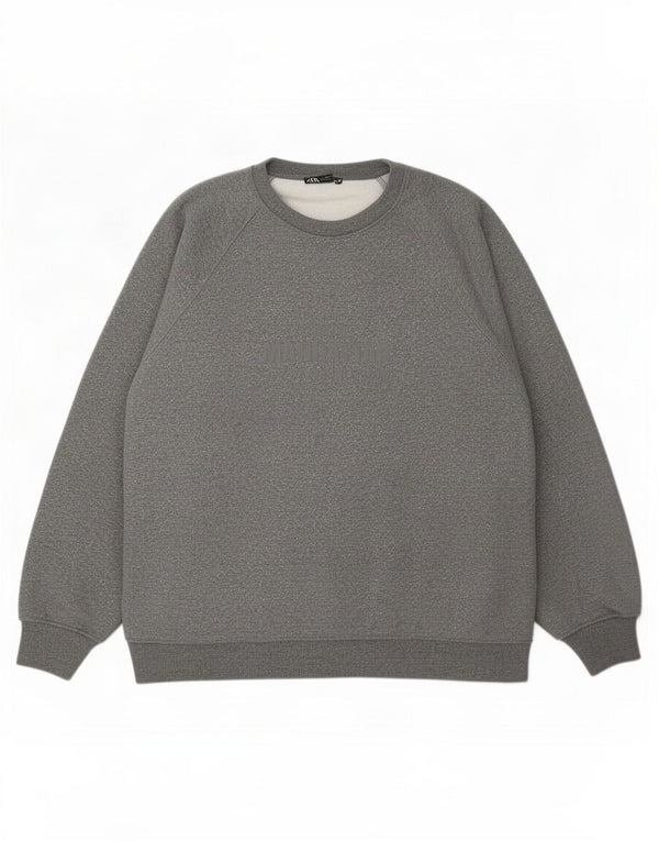 Zara Womens Graphic Sweatshirt Jumper UK 16 Large Gris Moucheté
