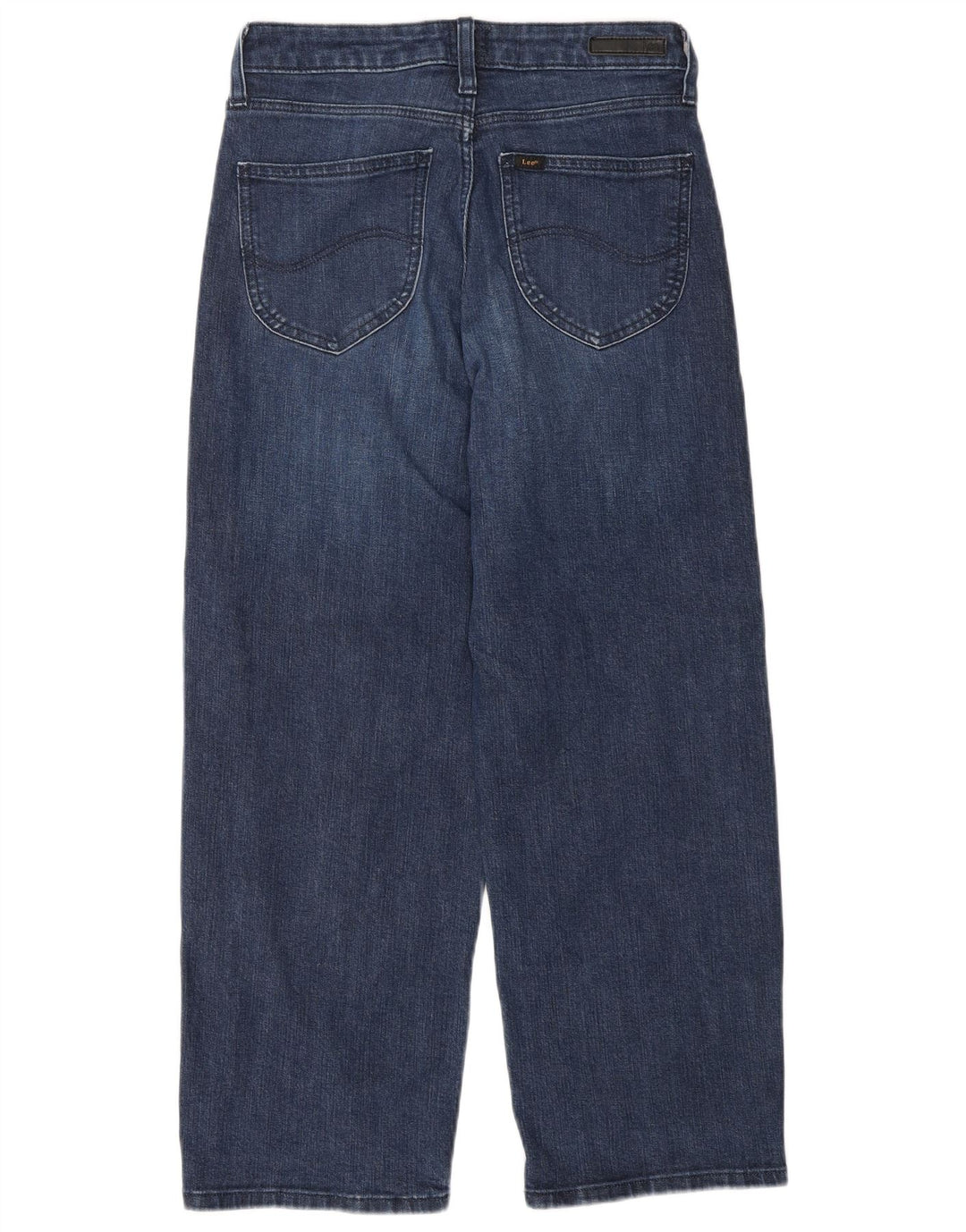 LEE Jean court taille haute pour femme, jambe large, W26 L25, coton bleu