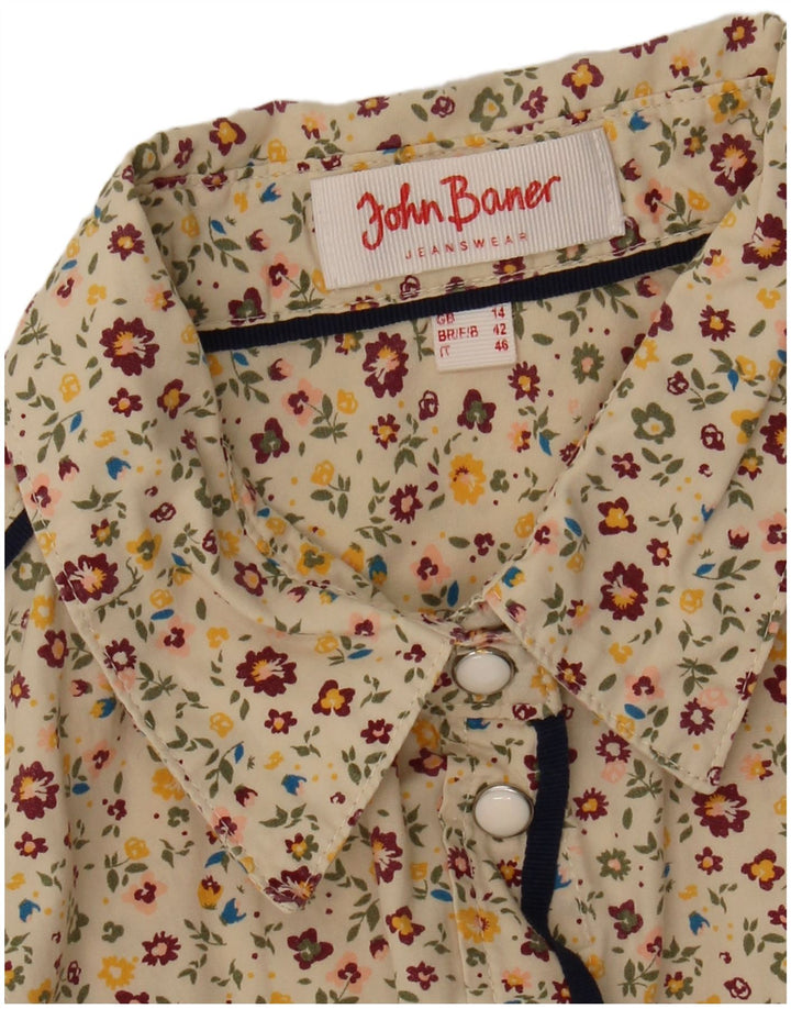 John Baner Chemise Femme UK 14 Medium Beige Floral