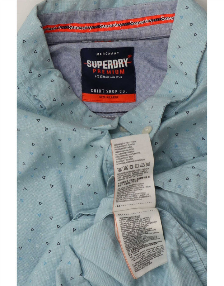 Superdry Chemise Homme XL Bleu Géométrique Coton