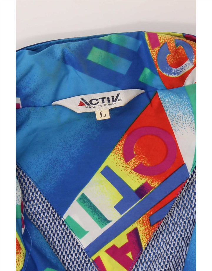 Active Mens Graphic Bomber Jacket UK 40 Large Bleu Colorblock