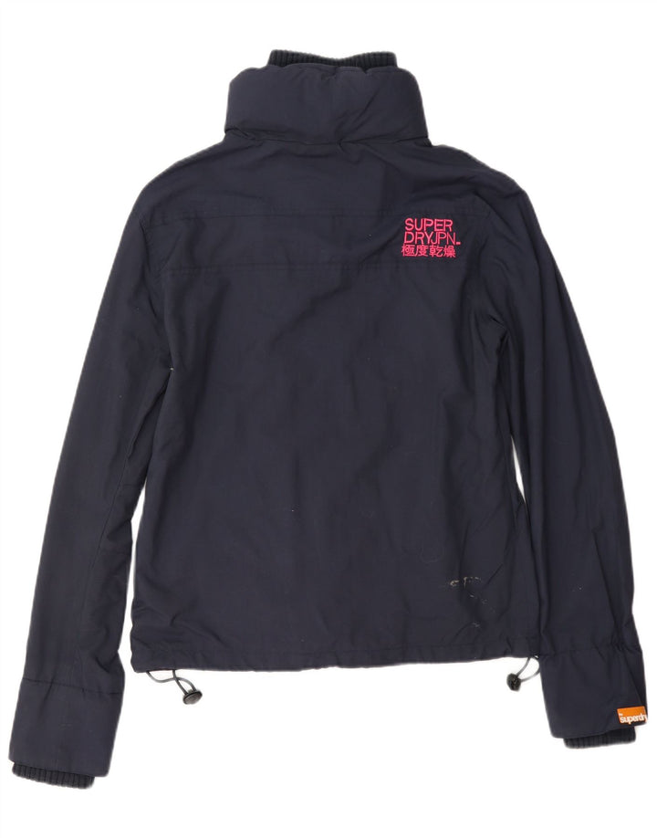 Superdry Veste de Pluie Femme UK 14 Medium Bleu Marine Nylon