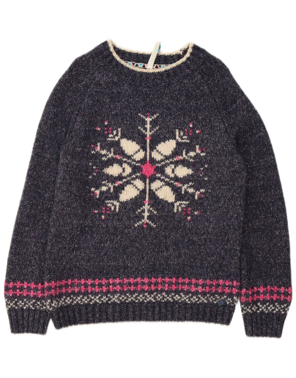 Weird Fish Pull col bateau pour femme UK 12 Bleu marine moyen Fair Isle