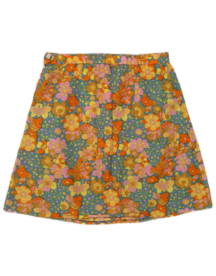 vintage Femme A-Line Jupe W26 Petit Vert Floral