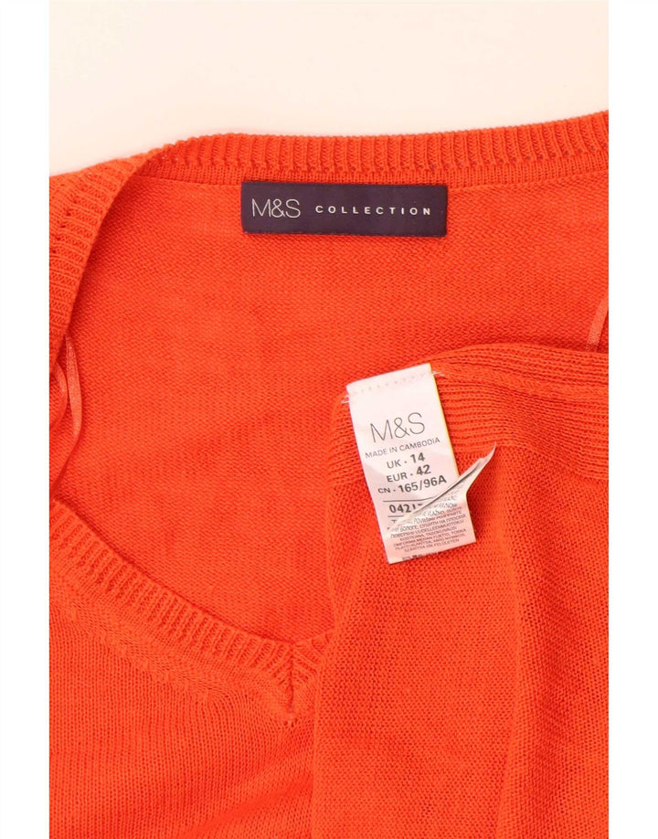 Marks & Spencer Pull surdimensionné à col en V pour femme UK 14 Large Orange