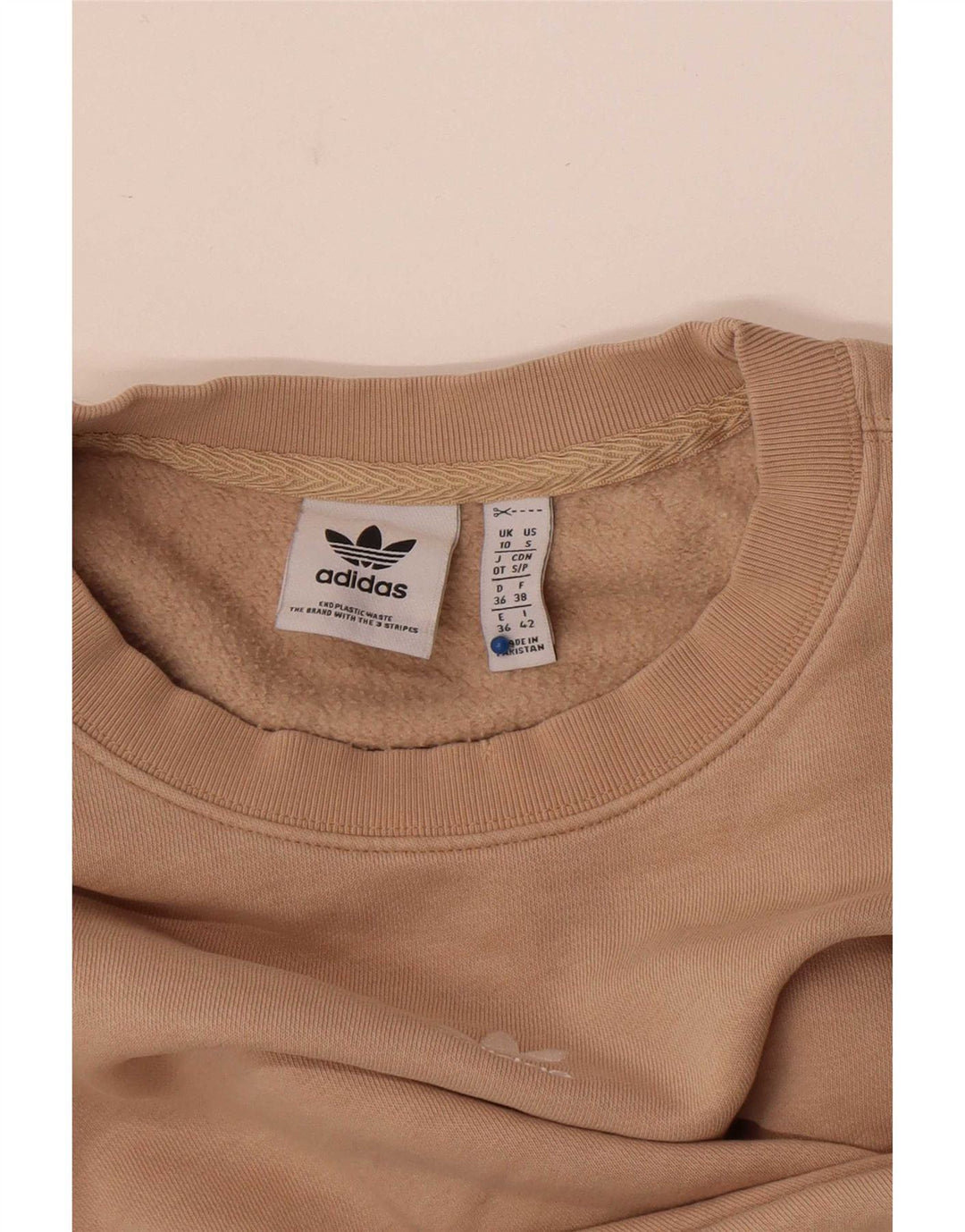 Adidas Sweat-shirt court surdimensionné pour femme UK 10 Petit Beige