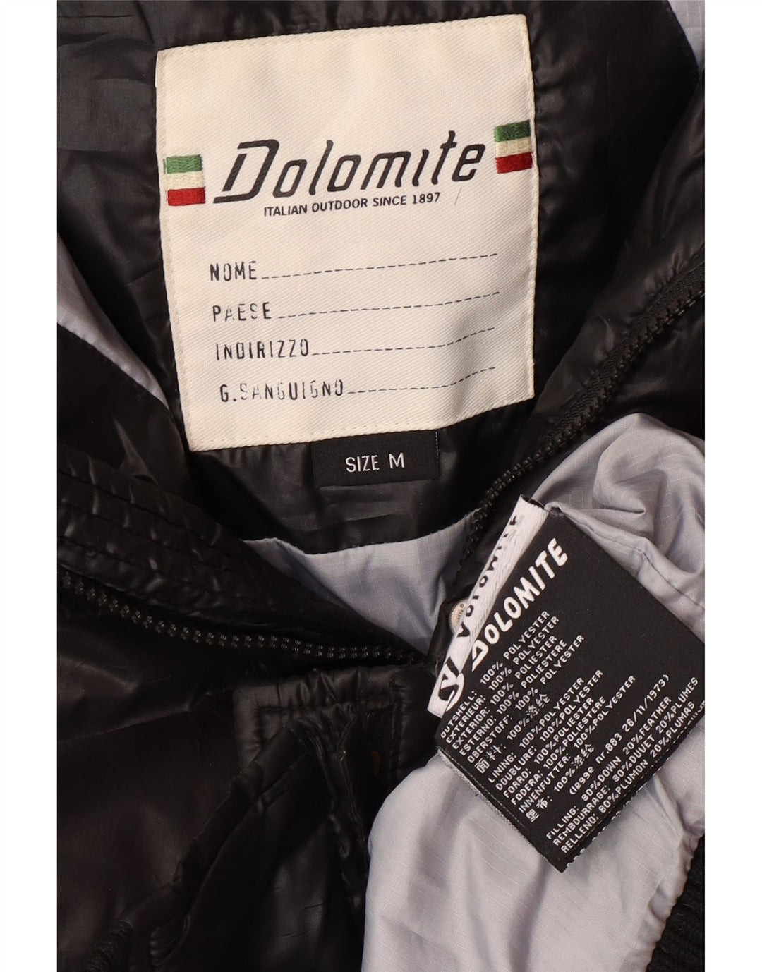 DOLOMITE Veste matelassée à capuche graphique pour hommes UK 38 Polyester noir moyen