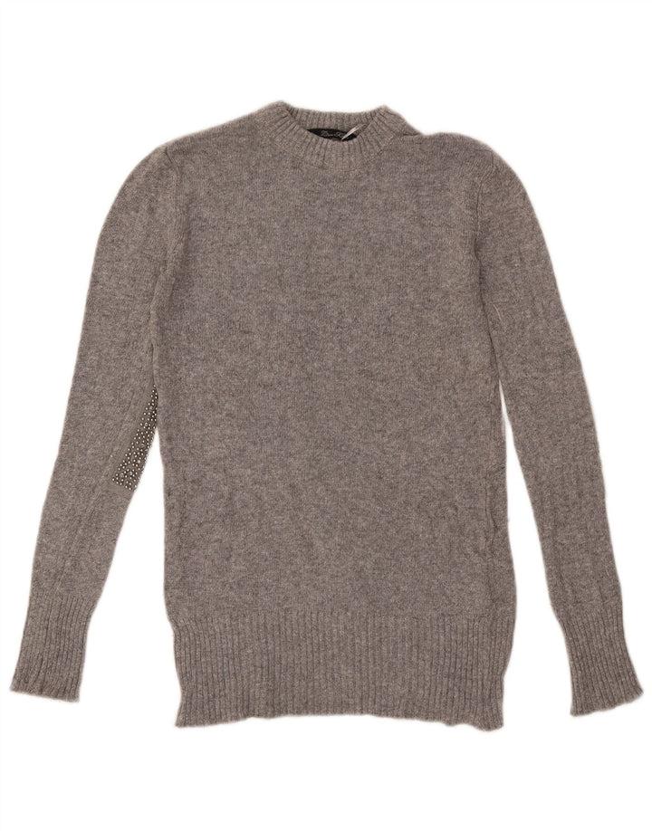 Zara Pull ras du cou pour femme UK 10 Small Gris Viscose