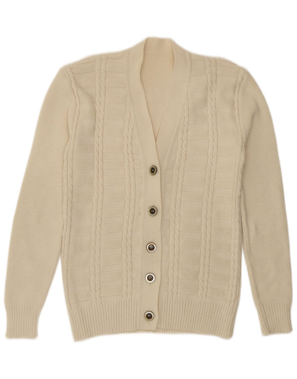 vintage Femme Cardigan Pull UK 12 Moyen Off White