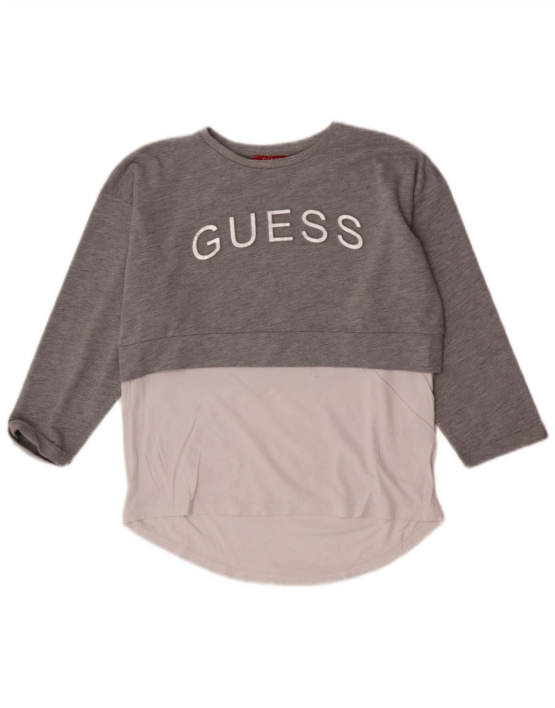 Guess Haut graphique pour femme à manches 3/4 UK 10 Small Gris