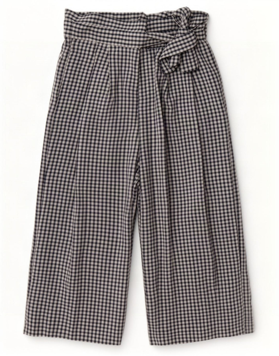 Zara Pantalon Capri Cullotes Femme Moyen W28 L22 Bleu Marine Vichy