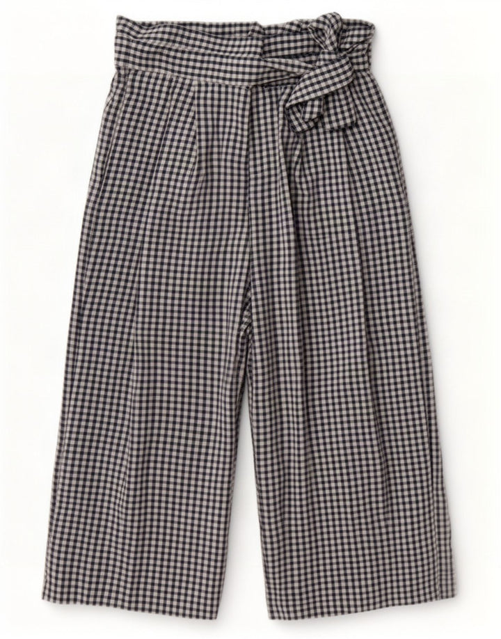 Zara Pantalon Capri Cullotes Femme Moyen W28 L22 Bleu Marine Vichy