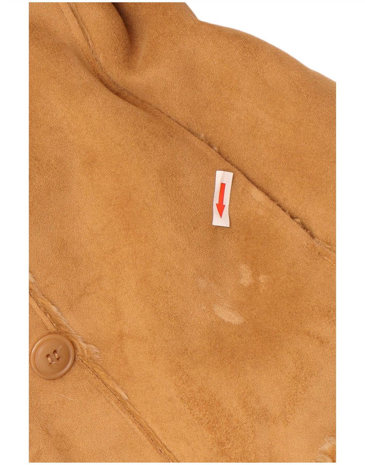 Veste Sherpa Femme Vintage UK 12 Acrylique Beige Moyen