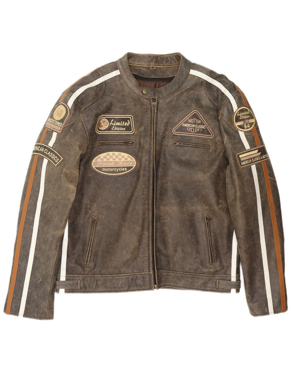 Stina Veste de course en cuir pour homme Motorstyle Graphic UK 42 XL Marron