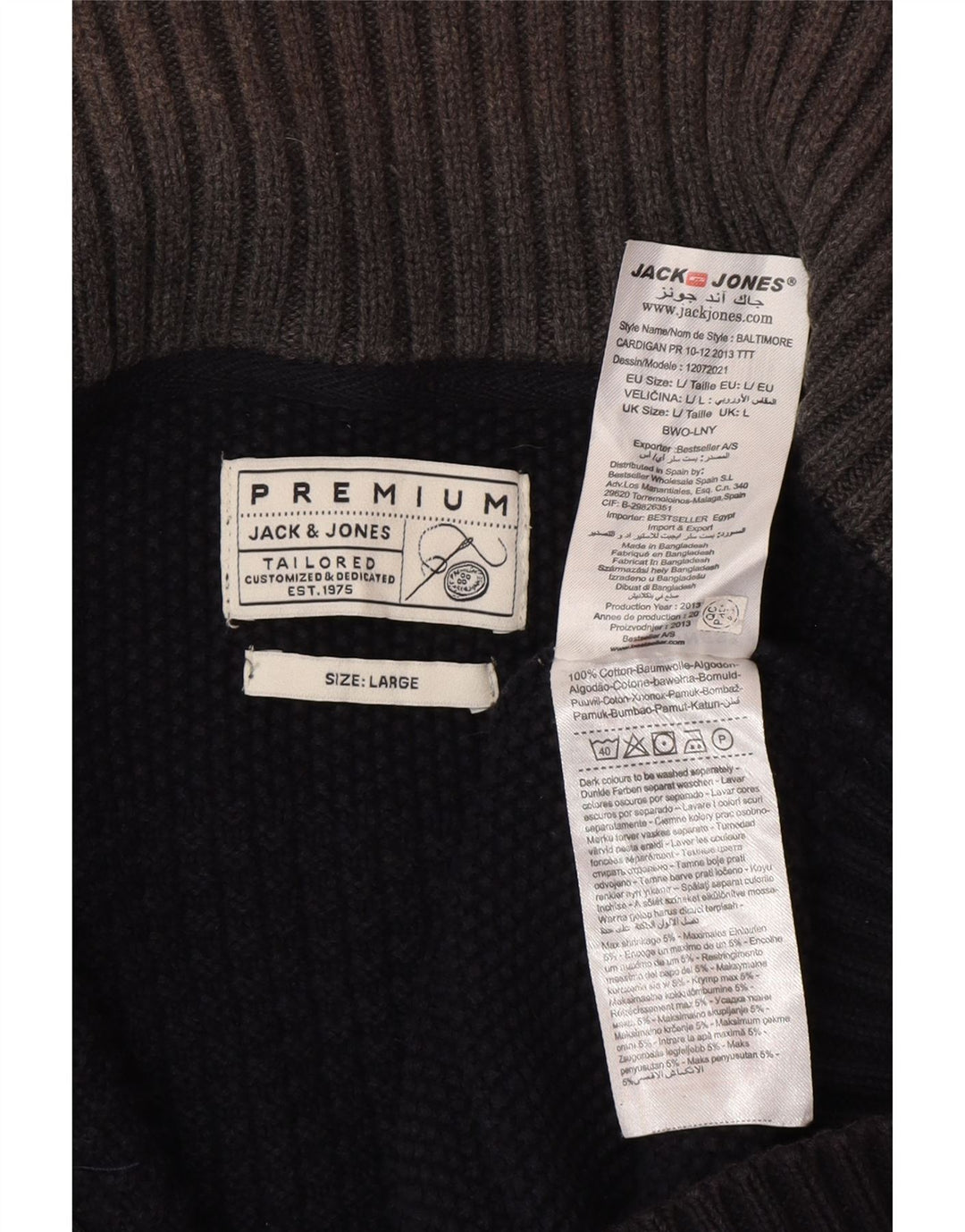 Jack & Jones Cardigan Homme Pull Large Noir Coton