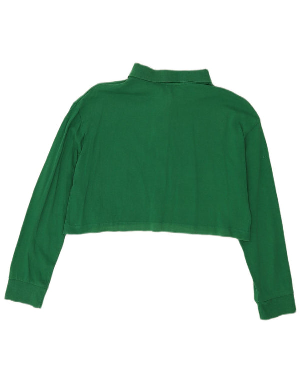 Zara Polo surdimensionné à manches longues pour femme UK 10 Petit coton vert