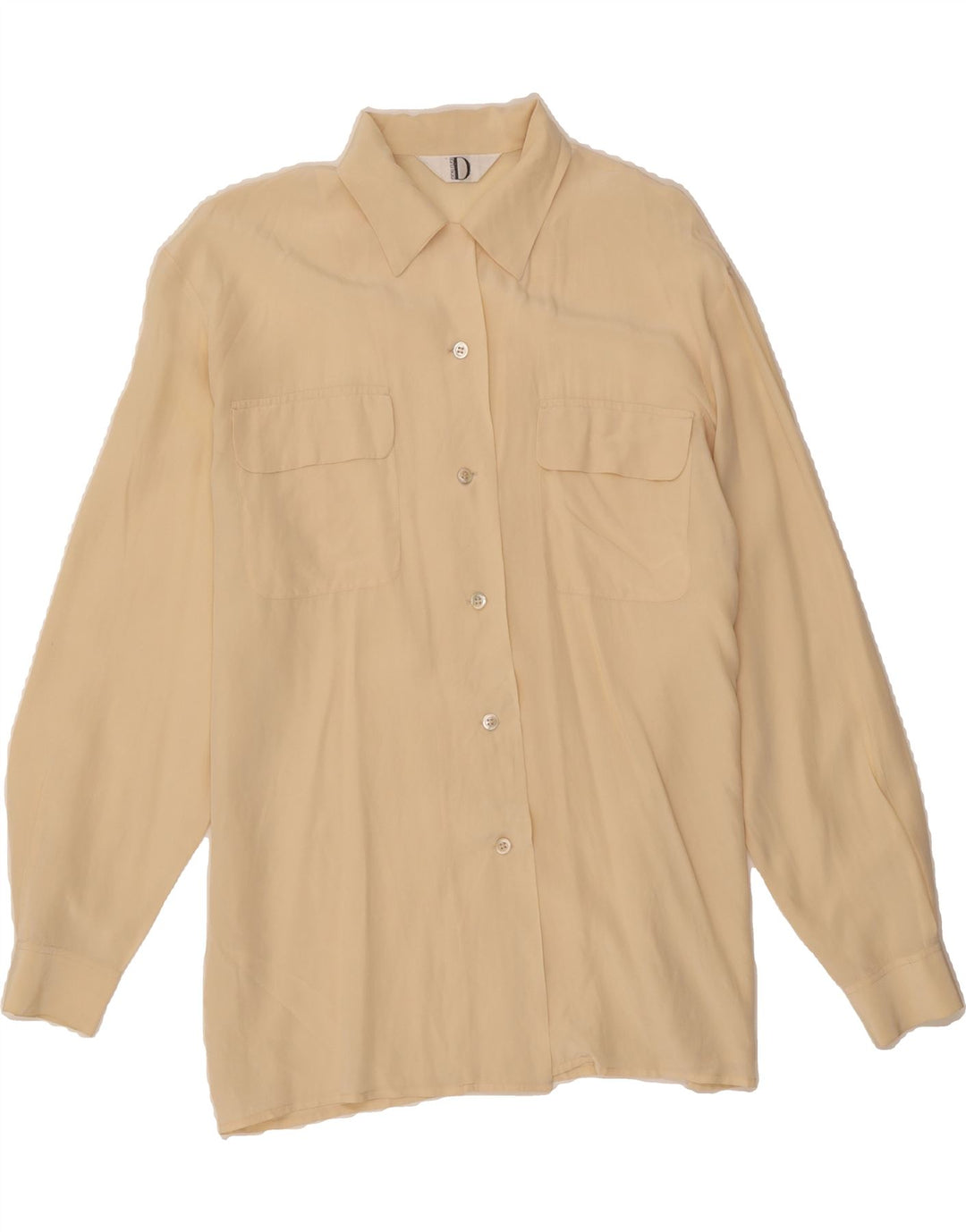 VINTAGE Womens Shirt UK 14 Medium Beige Vintage Vintage and Second-Hand Vintage from Messina Hembry 